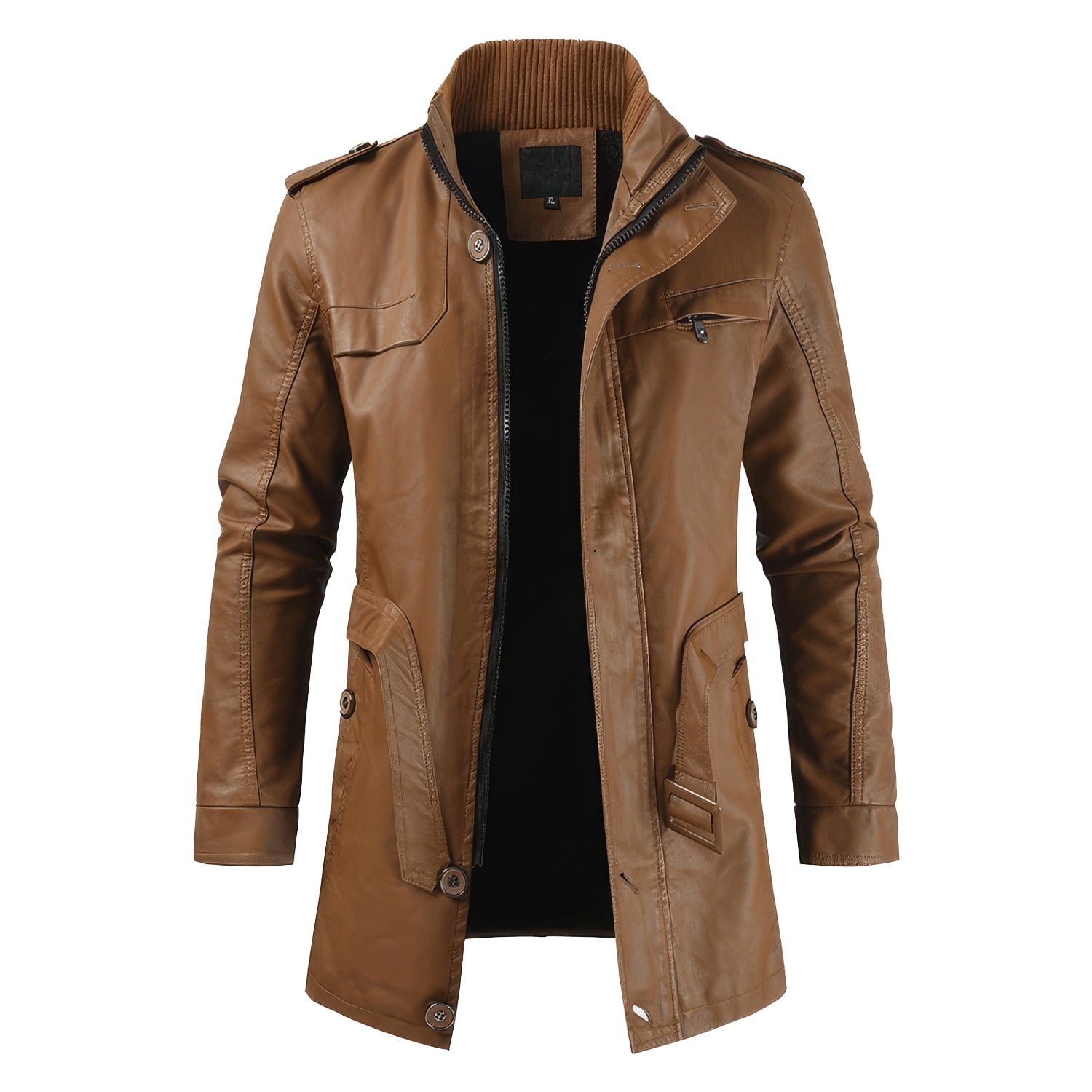 Men’s Tan Brown Genuine Sheepskin Autumn Warm Winter Motorcycle Cafe Racer Casual England Style Vintage Leather Jacket
