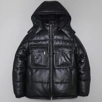 Men's Warm Winter Duck Down Sheepskin Leather Jacket