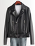 "Women's Genuine Sheepskin Leather Motorcycle Jacket with Suit Collar