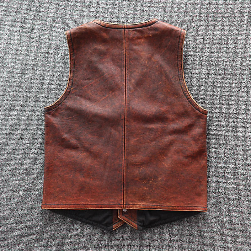 Genuine Leather Professional Motorcycle Vest: Cowhide Biker Vest