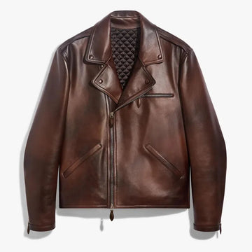 Men’s Brown Biker Jacket – Genuine Leather Motorcycle Style