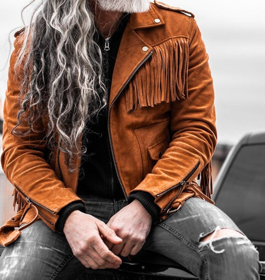 suede fringe biker jacket