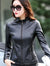 Black Rider Women's Genuine Sheepskin Leather Jacket with Stand Collar - Sporty, Slim Fit, Classic Retro Motorcycle Style